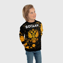 Свитшот детский Богдан и зологой герб РФ, цвет: 3D-черный — фото 2