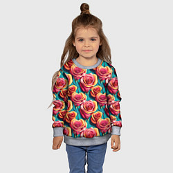 Свитшот детский Паттерн с розами, цвет: 3D-меланж — фото 2