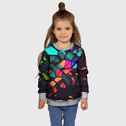 Свитшот детский Неоновые абстрактные камушки, цвет: 3D-меланж — фото 2