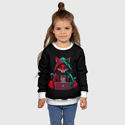 Свитшот детский Лис за ноутбуком от нейросети, цвет: 3D-белый — фото 2