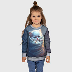 Свитшот детский Котик в мешке, цвет: 3D-меланж — фото 2