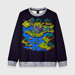 Свитшот детский Пиксельный остров и замок, цвет: 3D-меланж