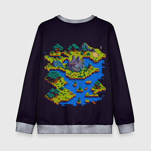 Детский свитшот Пиксельный остров и замок / 3D-Меланж – фото 2