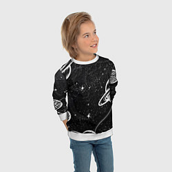 Свитшот детский Черно-белый Сатурн, цвет: 3D-белый — фото 2