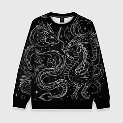 Свитшот детский Дракон - унесенные призраками: тату на черном, цвет: 3D-черный