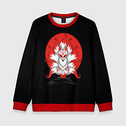 Свитшот детский Иллюстрация кицунэ, цвет: 3D-красный