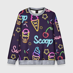 Свитшот детский Неоновые надписи sweet scoop, цвет: 3D-меланж