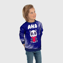 Свитшот детский Аня панда с сердечком, цвет: 3D-синий — фото 2