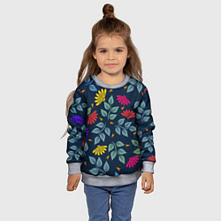 Свитшот детский Листья и цветы, цвет: 3D-меланж — фото 2