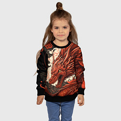 Свитшот детский Японский краcный дракон, цвет: 3D-черный — фото 2