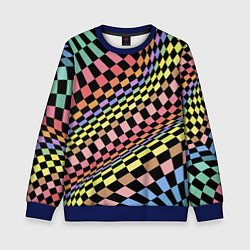 Свитшот детский Colorful avant-garde chess pattern - fashion, цвет: 3D-синий