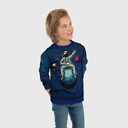 Свитшот детский Космонавт с кружкой, цвет: 3D-синий — фото 2