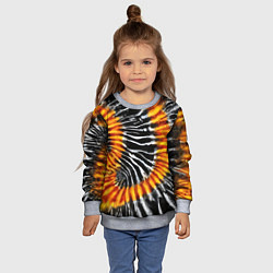 Свитшот детский Tie dye - тай дай в черно белую полоску, цвет: 3D-меланж — фото 2