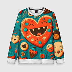 Свитшот детский Веселое сердце с зубами, цвет: 3D-белый