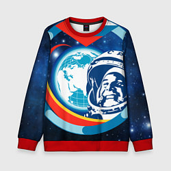 Свитшот детский Первый космонавт Юрий Гагарин, цвет: 3D-красный