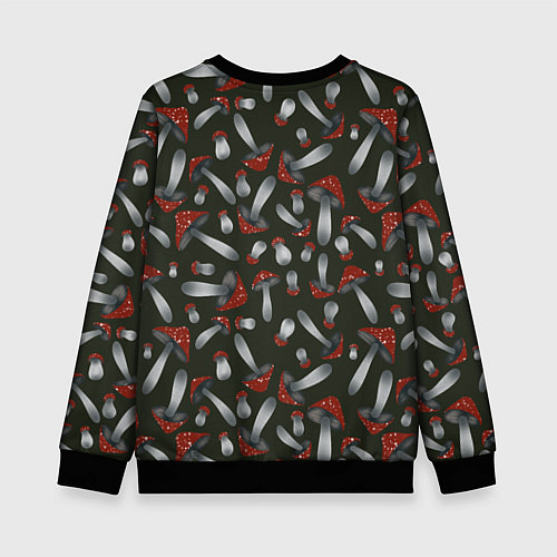 Детский свитшот Мухоморы - паттерн / 3D-Черный – фото 2