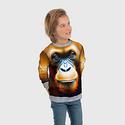Свитшот детский Орангутан - Обезьяна, от которой веет добротой, цвет: 3D-меланж — фото 2