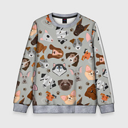 Свитшот детский Dog pattern color, цвет: 3D-меланж