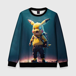 Свитшот детский Пикачу в стиле стимпанка нейросети, цвет: 3D-черный