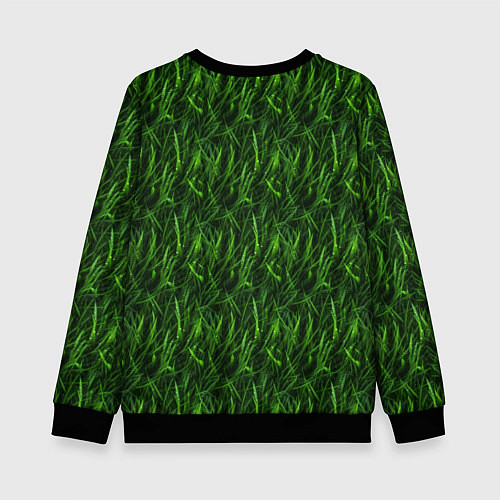Детский свитшот Сочный узор из зеленой травки / 3D-Черный – фото 2