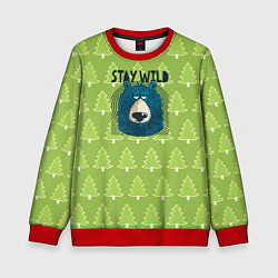 Свитшот детский Оставайся диким, цвет: 3D-красный