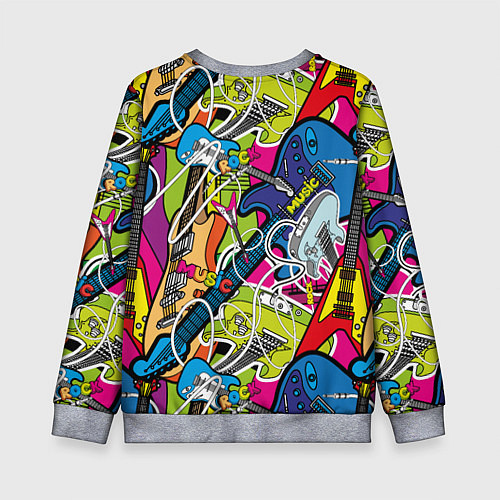 Детский свитшот Guitars - pop art pattern / 3D-Меланж – фото 2