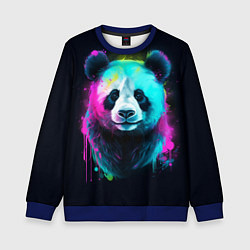 Свитшот детский Панда в неоновых красках, цвет: 3D-синий