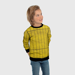 Свитшот детский Жёлтый фон и чёрные параллельные линии, цвет: 3D-черный — фото 2