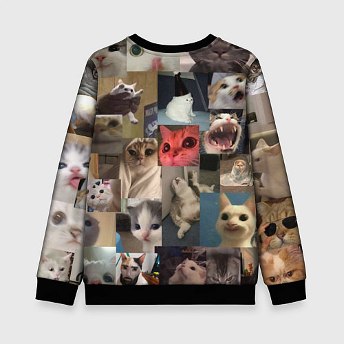 Детский свитшот Мемные котики / 3D-Черный – фото 2