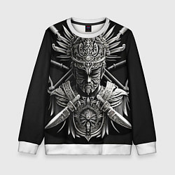 Свитшот детский Дух война на черном фоне, цвет: 3D-белый