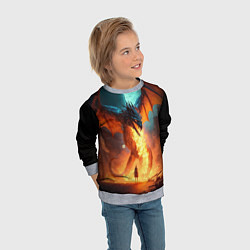 Свитшот детский Огненный дракон и рыцарь, цвет: 3D-меланж — фото 2