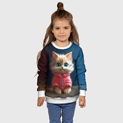Свитшот детский Котик в розовом свитере, цвет: 3D-белый — фото 2