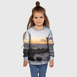 Свитшот детский Закат солнца на Финском заливе, цвет: 3D-меланж — фото 2
