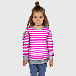 Свитшот детский Ярко-розовые полосы, цвет: 3D-меланж — фото 2