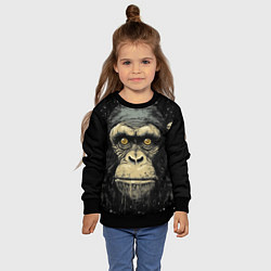 Свитшот детский Портрет обезьяны: арт нейросети, цвет: 3D-черный — фото 2