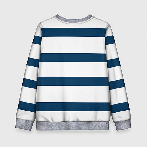 Детский свитшот Бело-синий полосатый узор / 3D-Меланж – фото 2