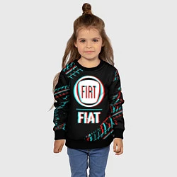 Свитшот детский Значок Fiat в стиле glitch на темном фоне, цвет: 3D-черный — фото 2