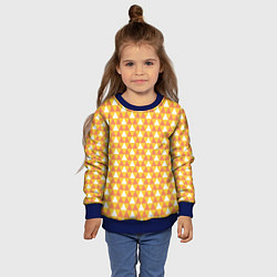 Свитшот детский Узор с оранжевыми, желтыми и белыми треугольниками, цвет: 3D-синий — фото 2