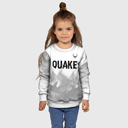 Свитшот детский Quake glitch на светлом фоне: символ сверху, цвет: 3D-белый — фото 2