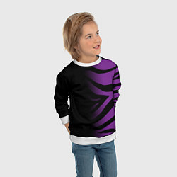 Свитшот детский Фиолетовый с черными полосками зебры, цвет: 3D-белый — фото 2