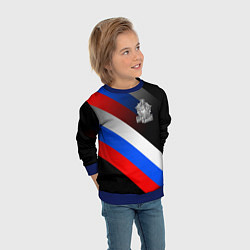 Свитшот детский Пограничные войска - флаг РФ, цвет: 3D-синий — фото 2