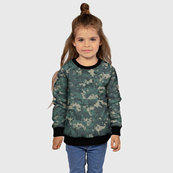 Свитшот детский Зелено-серый камуфляжный фон, цвет: 3D-черный — фото 2
