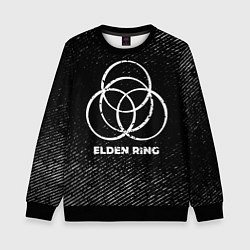 Свитшот детский Elden Ring с потертостями на темном фоне, цвет: 3D-черный