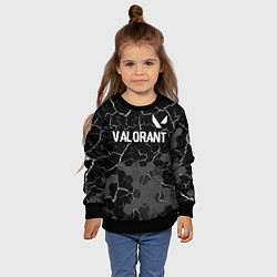 Свитшот детский Valorant glitch на темном фоне: символ сверху, цвет: 3D-черный — фото 2