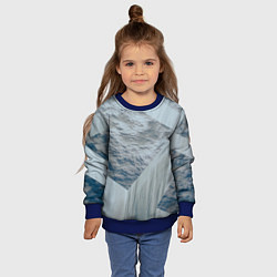 Свитшот детский Серая стена и блоки, цвет: 3D-синий — фото 2