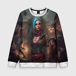 Свитшот детский Jinx art Arcane League of Legends fantasy, цвет: 3D-белый