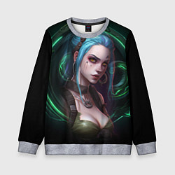 Свитшот детский Jinx art Arcane League of Legends, цвет: 3D-меланж