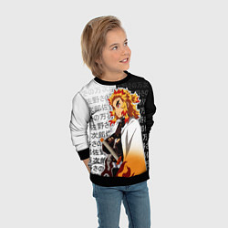 Свитшот детский Столп пламени - Ренгоку - клинок, цвет: 3D-черный — фото 2