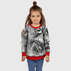 Свитшот детский Черепа лошадей - эскиз, цвет: 3D-красный — фото 2