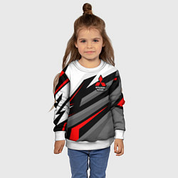 Свитшот детский Mitsubishi motors - красная линия, цвет: 3D-белый — фото 2